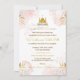 Convite Pink & Gold Sukhmani Sahib Path Invitation Card