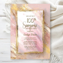 Convite Pink Gold Surprise 100th Birthday Party