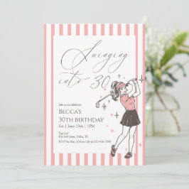 Convite Pink Golf 30th Birthday Party Swinging Into 30