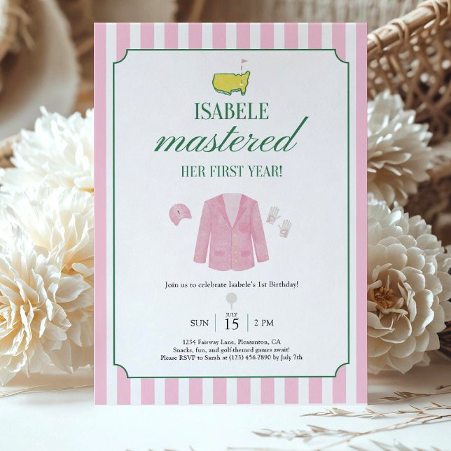 Convite Pink Golf Birthday Invitation Template Girls FirsT (Criador carregado)