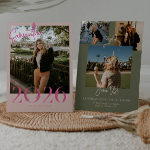 Convite Pink Green 2026 Coquette Laço Foto Graduação