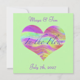 Convite Pink & Green Heart Save the Date
