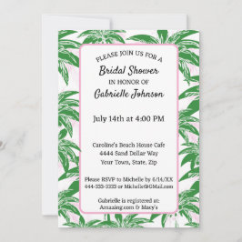 Convite Pink Green White Palm Tree Summer Shower Party