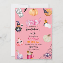 Convite Pink Halloween Spooky One 1st Birthday Party
