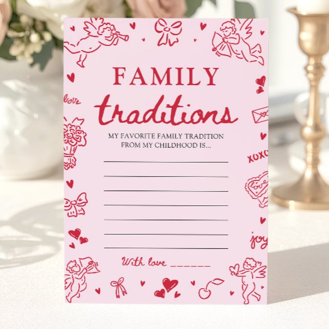 Convite Pink Hand Drawn Baby Shower Family Traditions Game (Pink Hand Drawn Baby Shower Family Traditions Game )