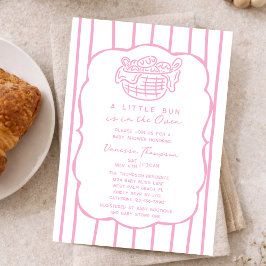 Convite Pink Hand Drawn Bun In The Oven Girl Baby Shower