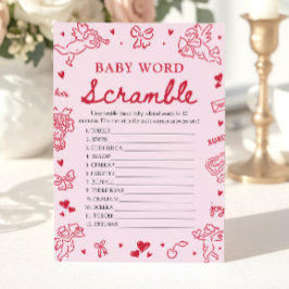 Convite Pink Hand Drawn Valentine Baby Word Scramble Game
