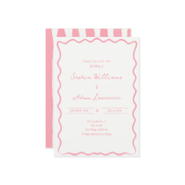 Convite Pink Hand Written Pinstripes Whimsical Wedding