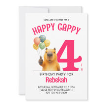 Pink HAPPY CAPPY Capivara Personalizado Aniversári
