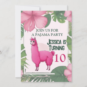 Convite Pink Happy Sorrindo Pajama Lama