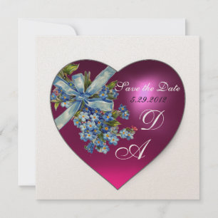 Convite PINK HEART FORGET ME NOT MONOGRAM Champanhe Branco