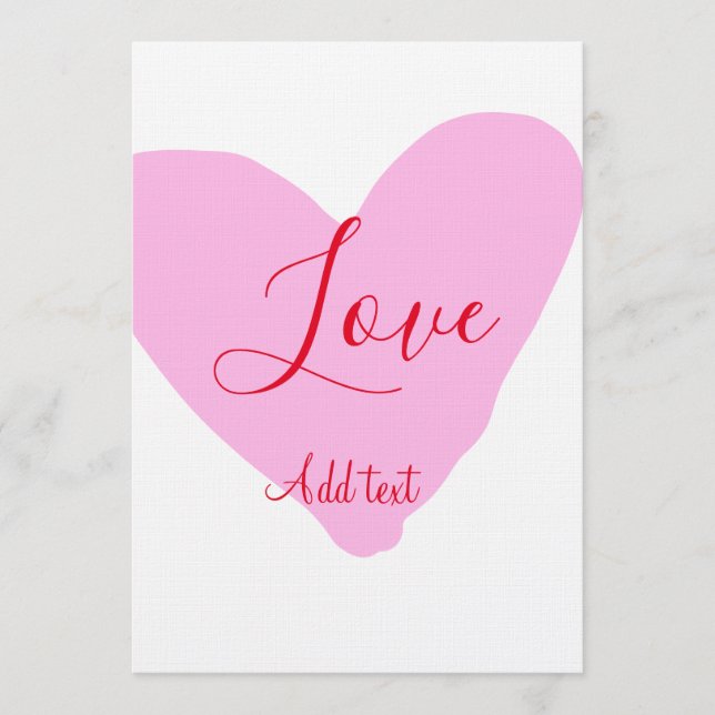 Convite Pink heart love happy Valentine's day text red nam (Frente)