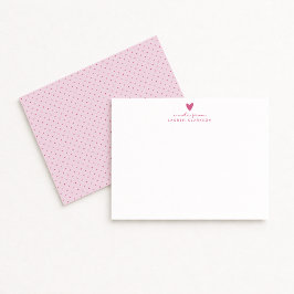Convite Pink Heart Polka Dot Valentine’s Day Note Card