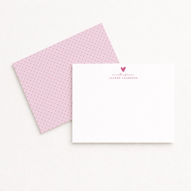 Convite Pink Heart Polka Dot Valentine’s Day Note Card (Criador carregado)
