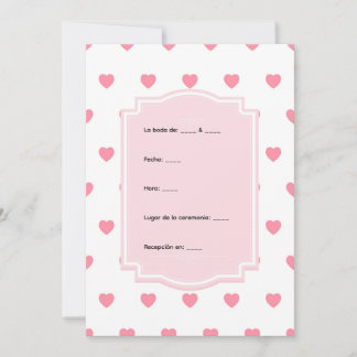 Convite Pink Hearts Pattern Invitation