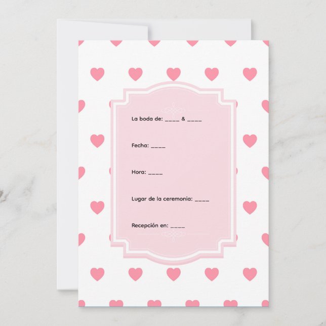 Convite Pink Hearts Pattern Invitation (Frente)