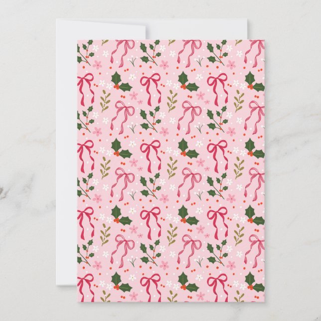 Convite Pink Holly Christmas Invitation (Frente)