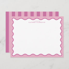 Convite Pink & Hot Pink Wavy Border Note Card