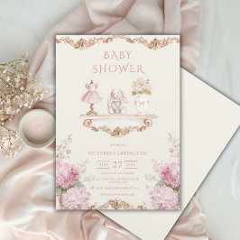 Convite Pink Hydrangea Vintage Baby Shower Invitation