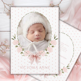 Convite Pink  Hydrangeas Vintage Birth Announcement