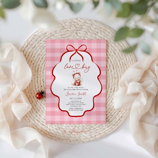Convite Pink ladybug Baby Shower Girl (Criador carregado)