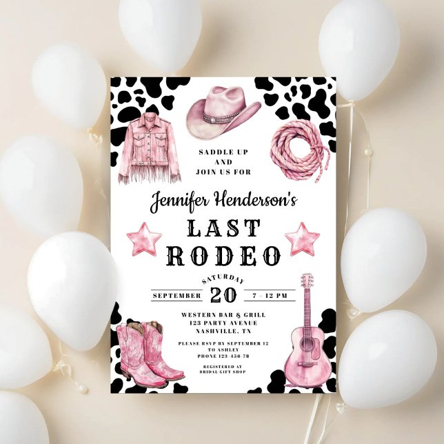 Convite Pink Last Rodeo Bachelorette (Pink Last Rodeo Bachelorette Invitation)