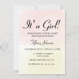 Convite Pink Lemon Pastel Ombre é um Chá de fraldas