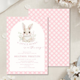 Convite Pink Little Bunny Gingham Arch Baby Shower