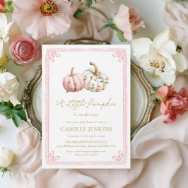 Convite Pink Little Pumpkin Girl Baby Shower