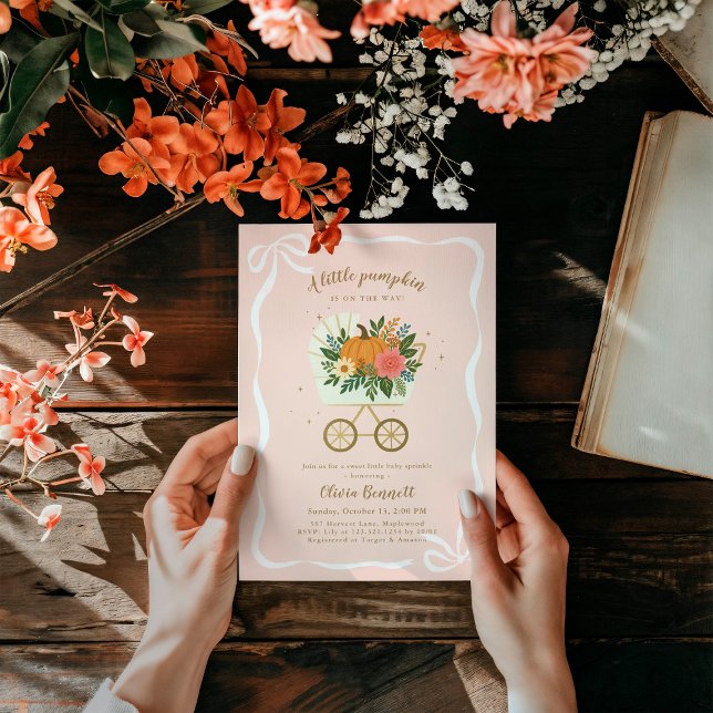 Convite Pink Little Pumpkin Girl Baby Sprinkle (Criador carregado)