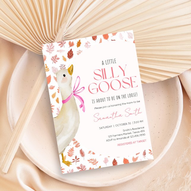 Convite Pink Little Silly Goose Baby Shower (Little Silly Goose Baby Shower Invitation)