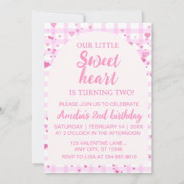 Convite Pink Little Sweetheart Second Birthday Invitation.