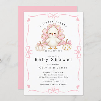Convite Pink Little Turkey Baby Shower Invite