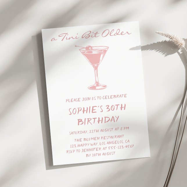 Convite Pink Martini A Tini Bit Older 30th Birthday (Criador carregado)