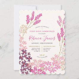 Convite Pink Meadow First Santa Comunhão
