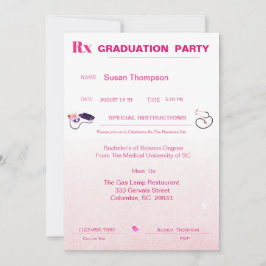 Convite Pink Medical Prescription Pad Graduação