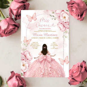Convite Pink Mis Quince com Menina Princesa