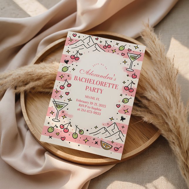 Convite Pink Mountains and Martinis Bachelorette (Criador carregado)