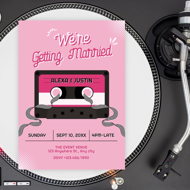 Convite Pink music casette wedding  (Criador carregado)