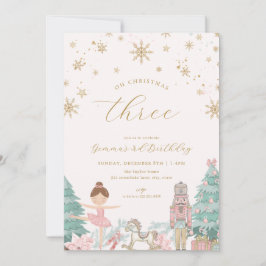 Convite Pink Nutcracker Ballet Third Birthday Invitation