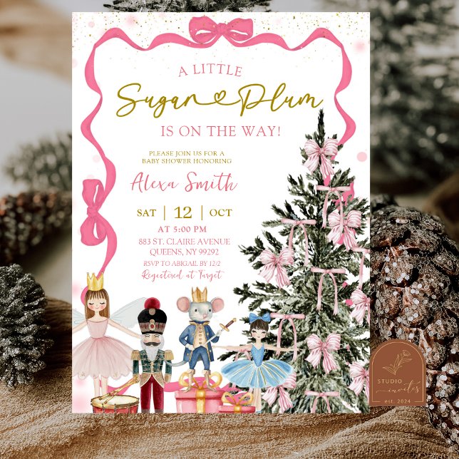 Convite Pink Nutcracker Christmas Baby Shower (Criador carregado)
