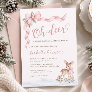 Convite Pink Oh Deer Bebê Menina Está Quase Aqui Chuvinha