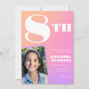 Convite Pink Orange 8th aniversties Foto de Rapariga