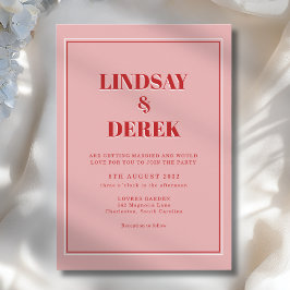 Convite Pink Orange Bold Font Modern Wedding