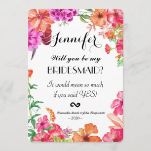 Convite Pink Orange Watercolor Garden Bridesmaids Invites