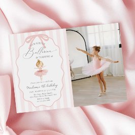 Convite Pink Our Little Ballerina Ballet Birthday Photo