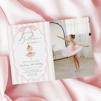 Convite Pink Our Little Ballerina Ballet Birthday Photo