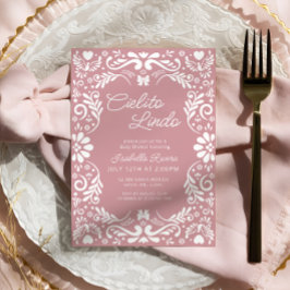 Convite Pink Papel Picado Chá de fraldas mexicano