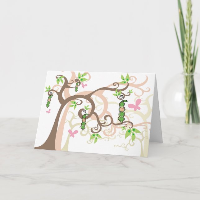 Convite Pink Pea In A Pod Garden Girl Baby Shower Card (Frente)