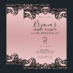 Convite Pink Peach Black Lace Dirty 30 30th Birthday<br><div class="desc">Personalize para qualquer evento</div>